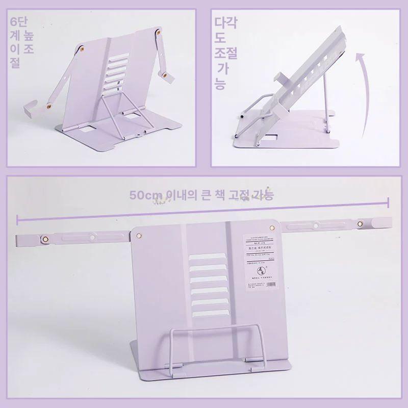 금속 문서 독서대 홀더 조절식 책꽂이 눕서대 각도 마체리다핑크-스탠다드 - 상세 이미지 5