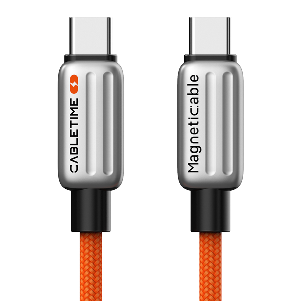 케이블타임 마그네틱 240W PD3.1 C to C타입 고속충전케이블 오렌지, 1개, 1m - 상세 이미지 3