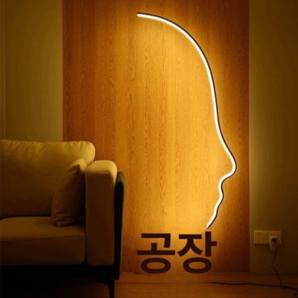 세련된 얼굴 라인 조명 램프 장식품 미술관 페이스 무드등 기본형 빛 기본형 - 상세 이미지 2