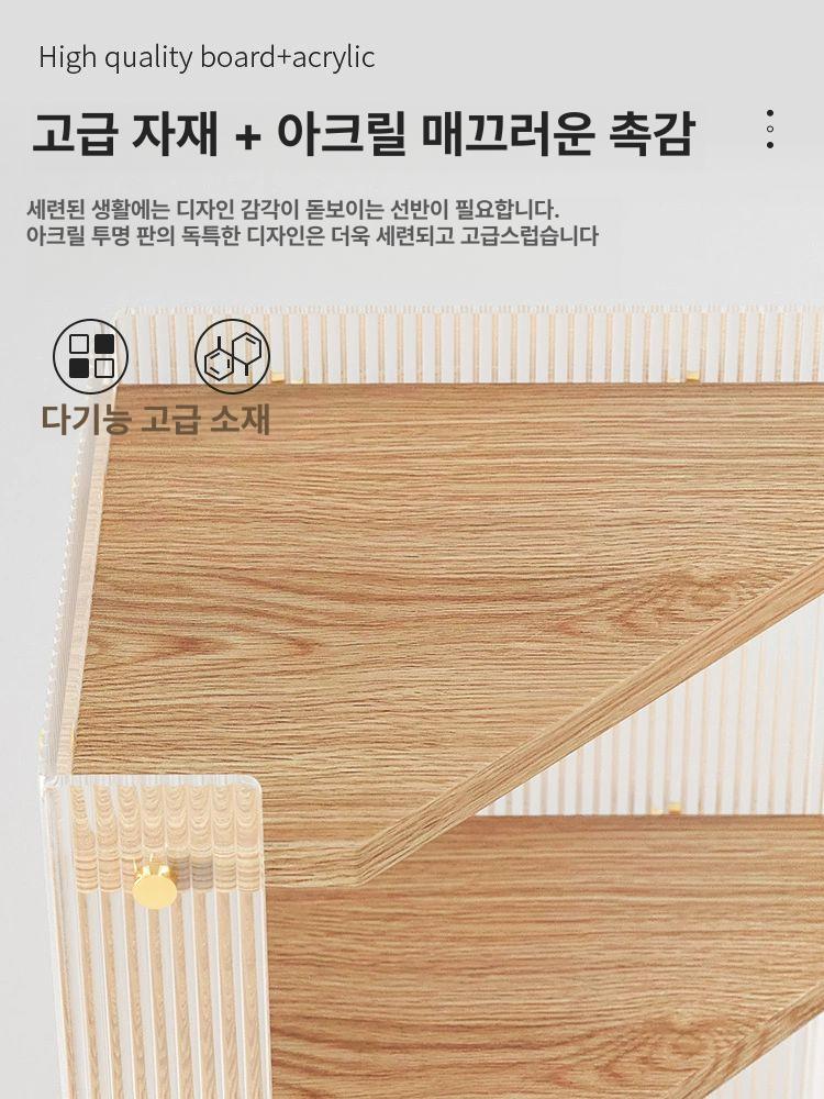 모서리선반 정리대 거실 4단 코너장 아크릴 수납장 코너수납장 다용도 선반장 원목선반 - 상세 이미지 2