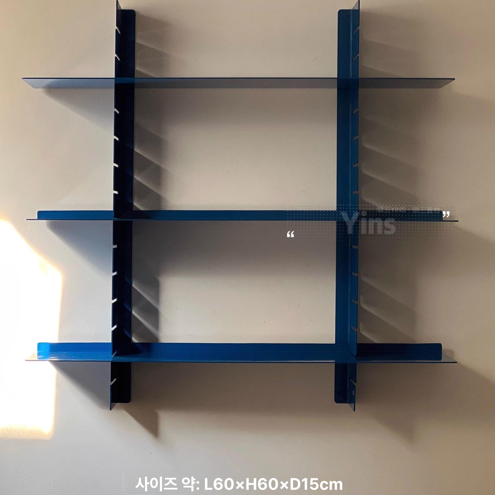 빈티지 미드센추리 모듈 철제 월선반 벽선반 거실 컬러 블랙 행잉 랙 3단 선반 - 상세 이미지 3