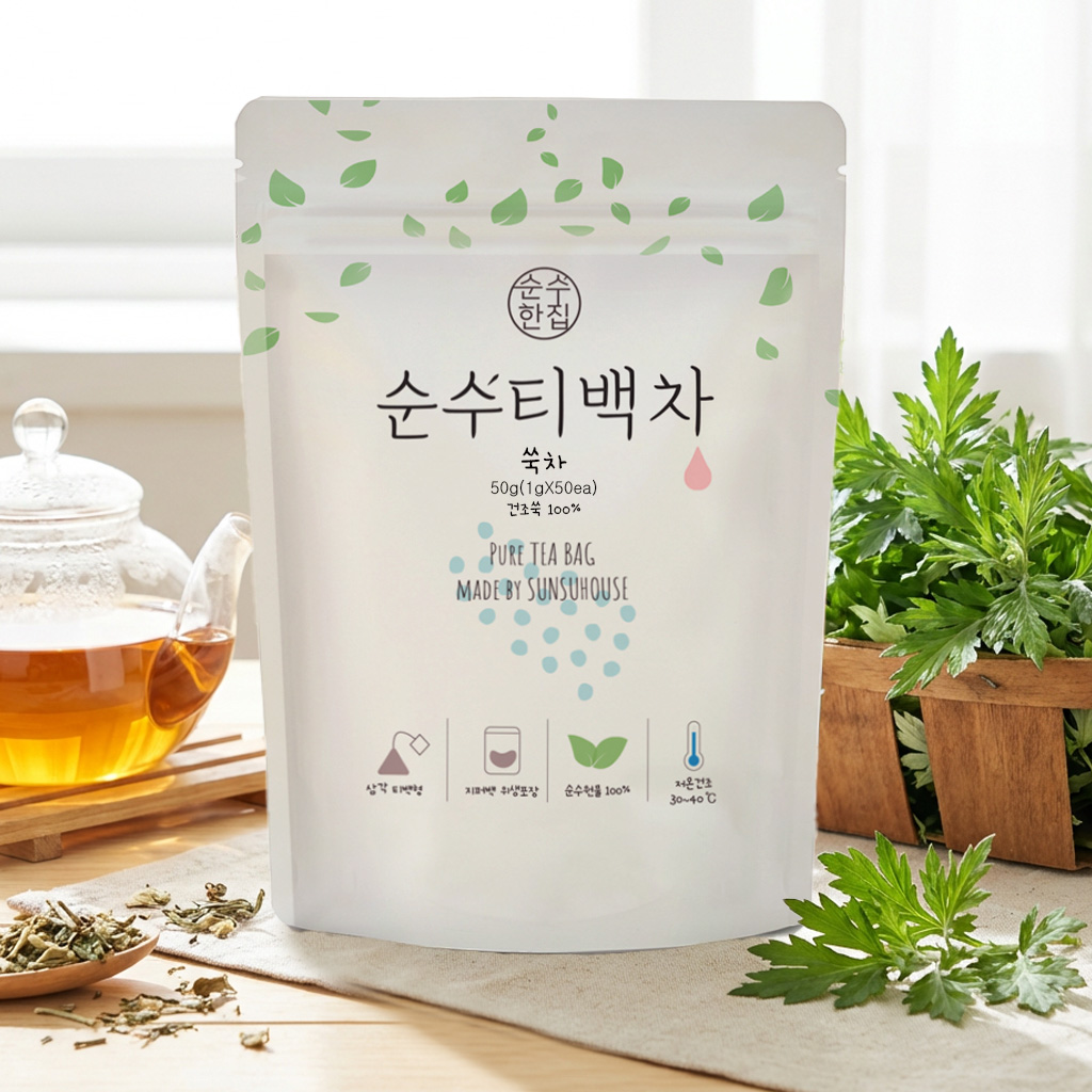 순수한집 국산 쑥차 티백 50개입 이미지 3