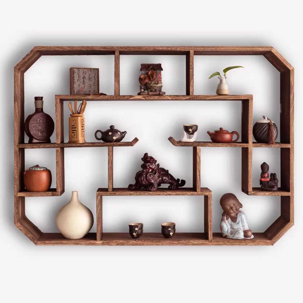 원목 컵장식장 가구 식기 소품 머그컵 부엌 카페 찻장 120x16x85cm - 상세 이미지 3