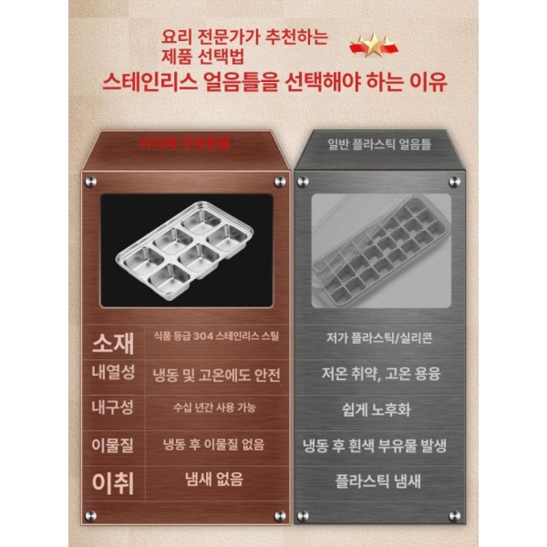 프리미엄 스텐 양주 아이스트레이 얼음만들기 안녹는 얼음틀 스테인리스스틸 스테인리스스틸 - 상세 이미지 3