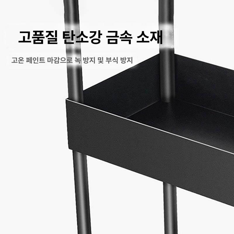 냉장고 틈새 수납장 슬라이딩 키큰장 이동식 26cm 블랙 5칸 수납선반 - 상세 이미지 3
