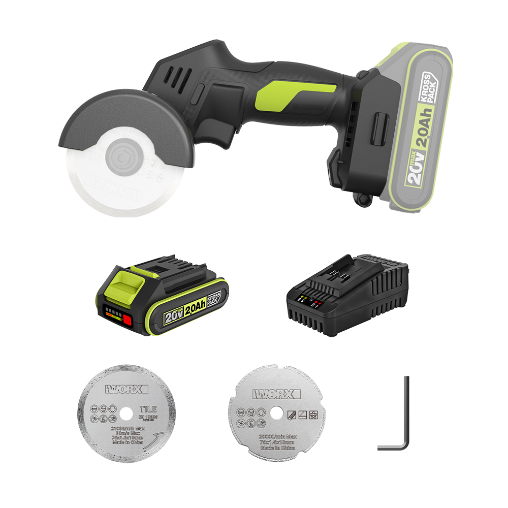 웍스 충전 컷오프툴 76mm 20V 2.0Ah 배터리1개 WU802 톱날포함 제품 이미지