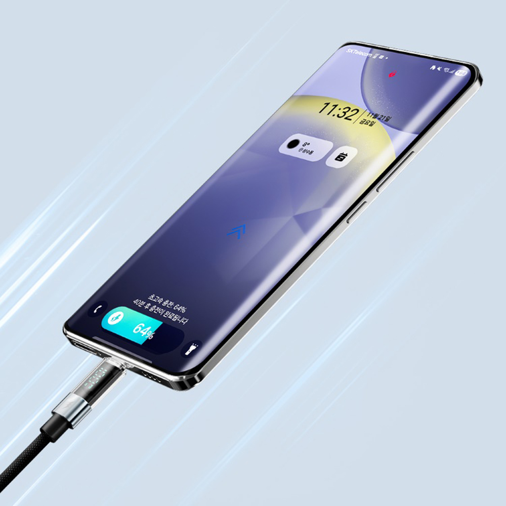 루닉스 LED 디스플레이 나일론 케이블 PD3.1 240W CtoC 초고속충전 1.2m - 상세 이미지 4
