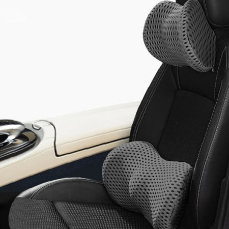 차량 운전석 메쉬 소재 허리 목 지지 쿠션 통풍 자세 교정 장시간 운전 편안함