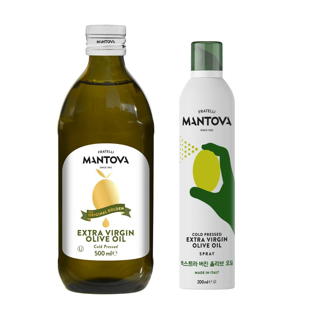 만토바 골든 엑스트라 버진 올리브오일 500ml + 올리브오일 스프레이 200ml - 상품 이미지