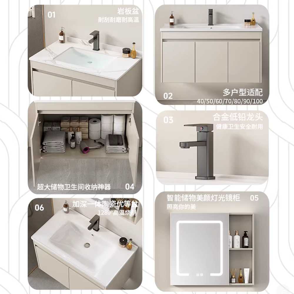 소형 세면대 하부장 욕실 모던 화장실 스탠드 벽붙이 43x36cm/세라믹 세면대+배수구 - 상세 이미지 3