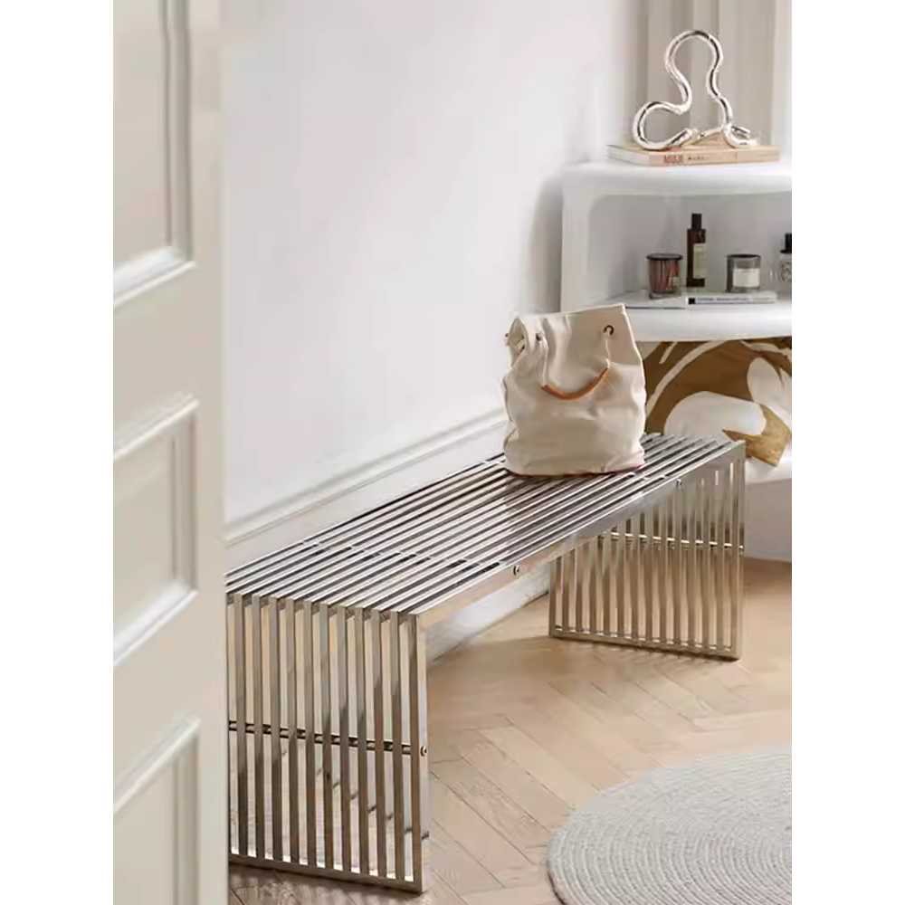 스테인레스 벤치의자 공원의자 철제 커피 웨이팅 휴식 스텐 벤치 120x39x42.5cm 이미지 6