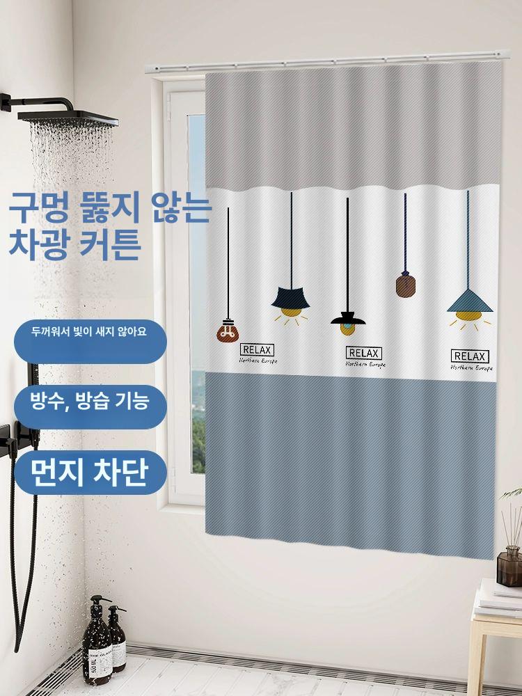 트리플 고양이 샤워커튼 미니 방수 욕실 창문 가리개 샤워 캣 120 x 120cm - 상세 이미지 2