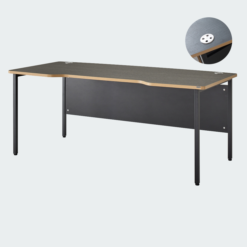 오피스테일 뮤보 사무용책상 팀장용 철제 라운드 1800x900mm, 백색/블랙다리 - 상세 이미지 2