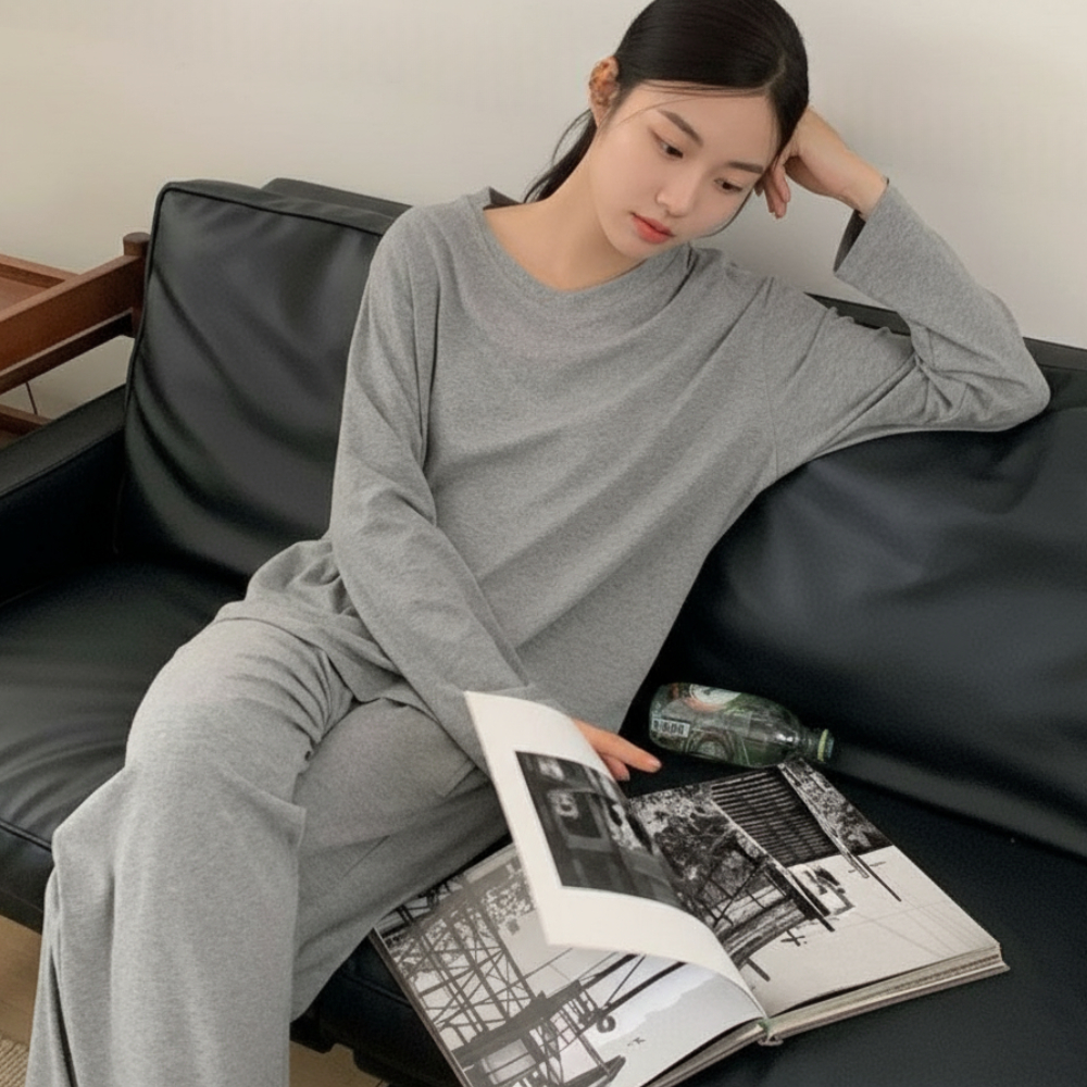 모달잠옷 긴팔 빅사이즈잠옷 아토피 여성 파자마세트 55-88 보통의날들 - 상세 이미지 4