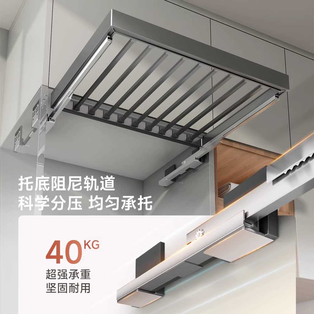 빌트인 건조대 인출식 슬림형 슬라이딩 세탁기 서랍 600mm 캐비닛 티타늄 - 상세 이미지 3