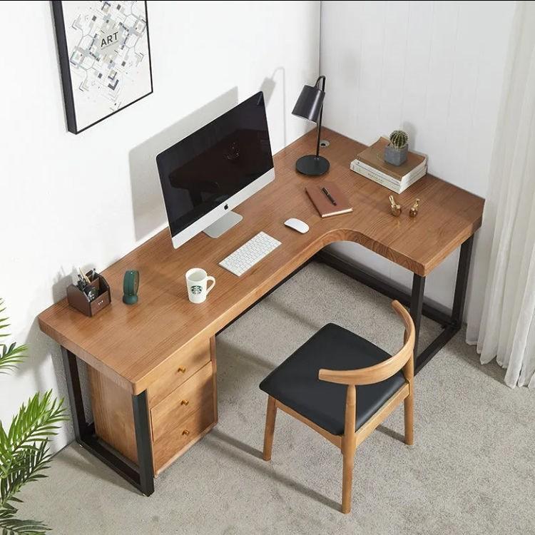 원목 L자형 책상 작업 엘자 데스크 서재 길이 140x너비 120x높이 77 두께 5cm - 상세 이미지 4