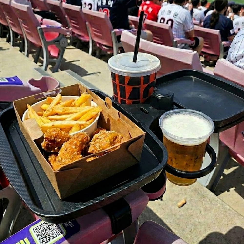 야구장테이블 치맥판 접이식 간이 컵홀더 미니 트레이 - 상품 이미지