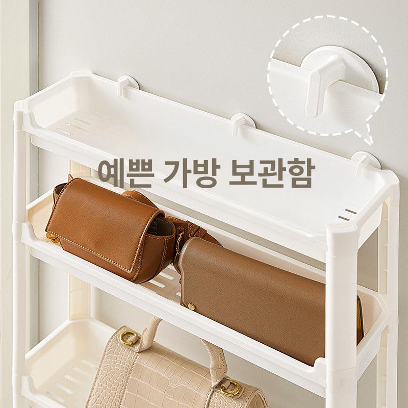문뒤선반 틈새수납장 미니정리대 팬트리 다용도 가방선반 9.5cm 7칸 미 고정 벽걸이 짧은봉 4개 - 상세 이미지 3