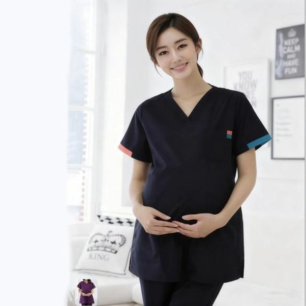 임산부 간호복 유니폼 병원 근무복 반팔 상의 하의 세트 - 상품 이미지