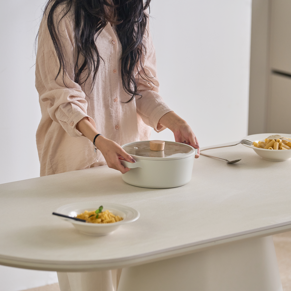 화이트식탁테이블 포세린 세라믹 타원형 6인용식탁 벨라 2000mm 크림화이트