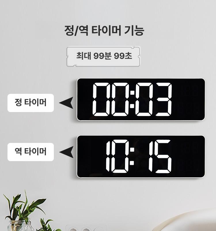 led 디지털 시계 날짜 온습도 벽 숫자 벽걸이 전자 사무실 모던 무소음 대형 루나 - 상세 이미지 3