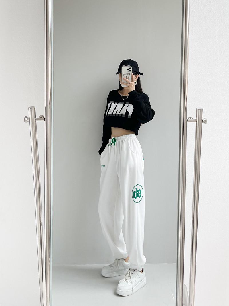 줌바웨어 팬츠 방송댄스 카고바지 라틴 줌바댄스 화이트 528 화이트 상의 + 0691 블랙 팬츠 M - 상품 이미지