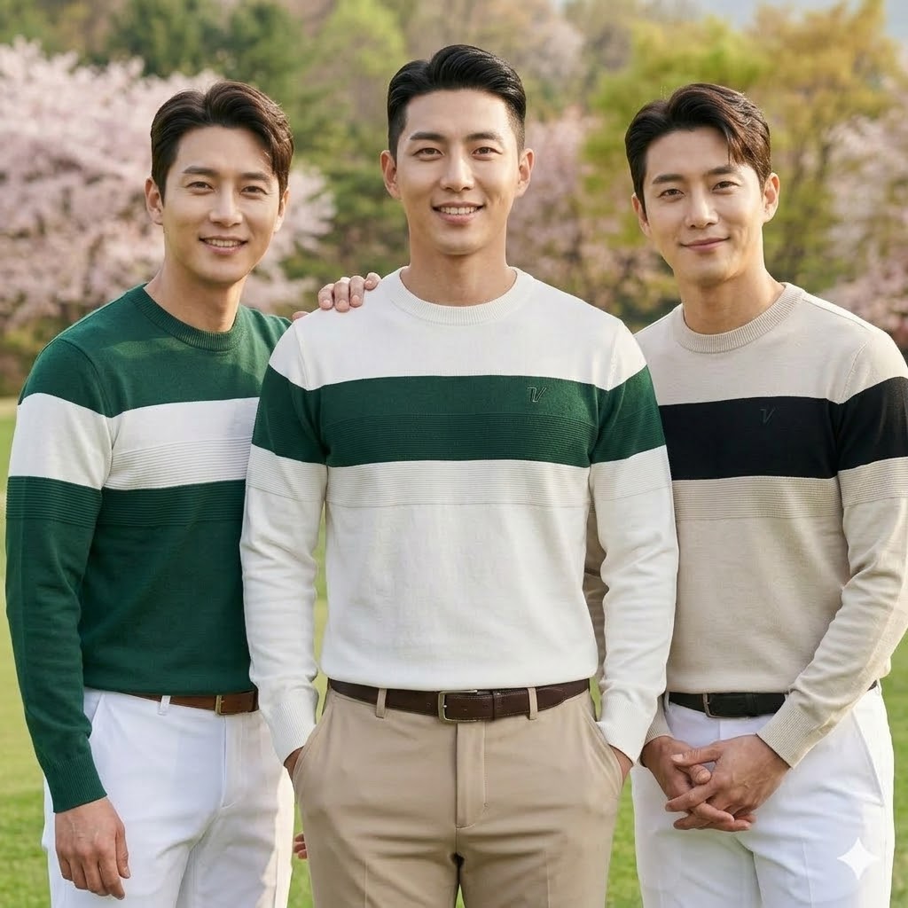 볼빅 남성 봄 골프웨어 부드러운 스판 항균 골프 니트티셔츠 - 상세 이미지 5