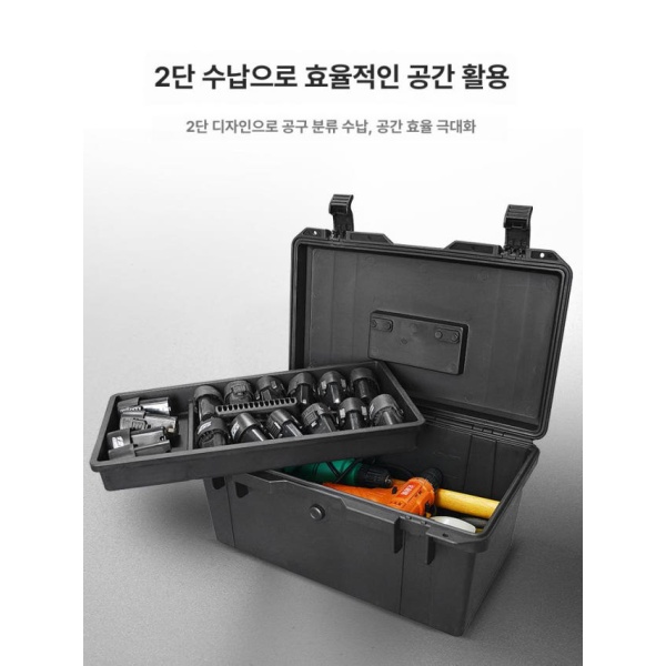 프리미엄 가죽가방 리어백 옐로우 트레이 포함 방수 사이드백 16인치 사이드박스 공구함 16인치 옐로우 트레이 포함 - 상세 이미지 4