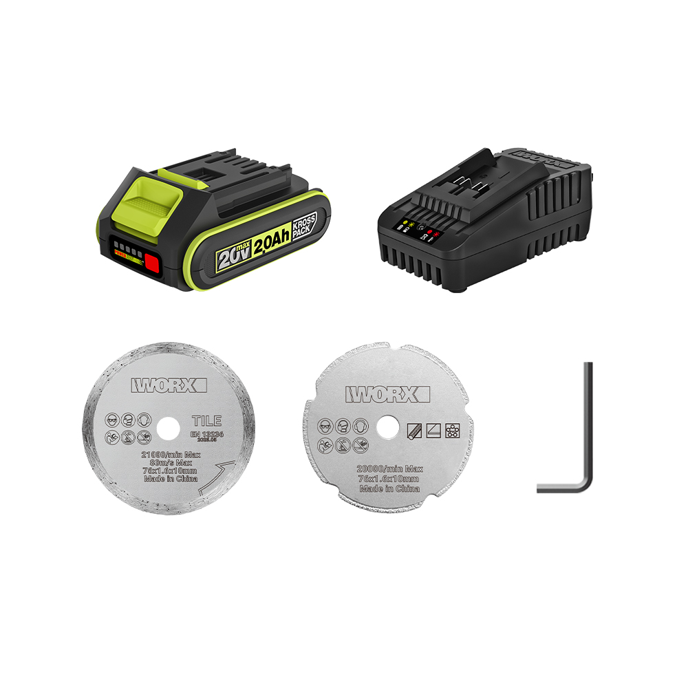 웍스 충전 컷오프툴 76mm 20V 2.0Ah 배터리1개 WU802 톱날포함 이미지 4