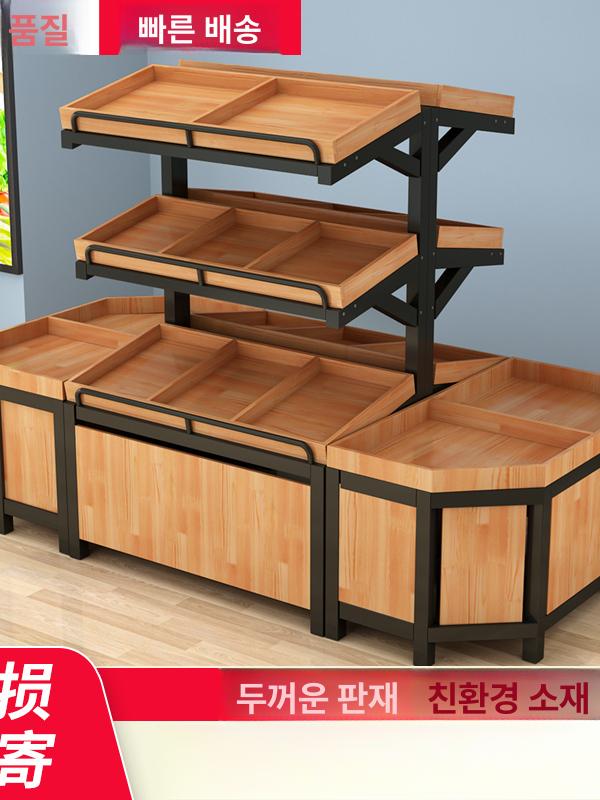 베이커리 진열대 카페 전시대 우드 마트 디저트 1.2m 단층 경사 선반 - 상세 이미지 3