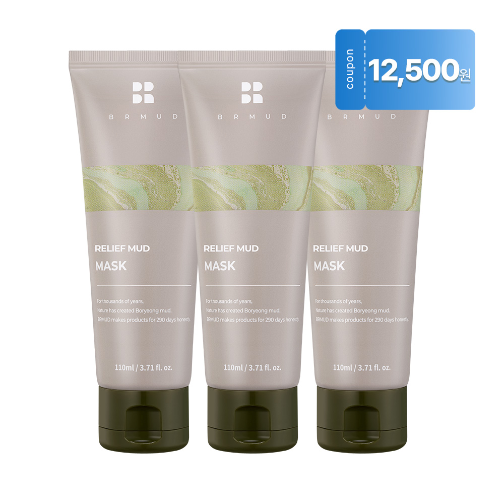 [모공피지관리] 비알머드 머드팩 릴리프 보령 머드마스크 br머드 애프터런케어 110ml, 3개 제품 이미지
