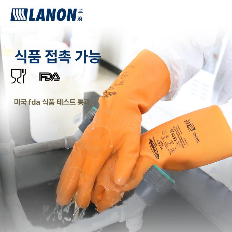 내열장갑 방수방열 실험실 청소 코팅단면 알칼리 고온 오렌지 M - 상세 이미지 2