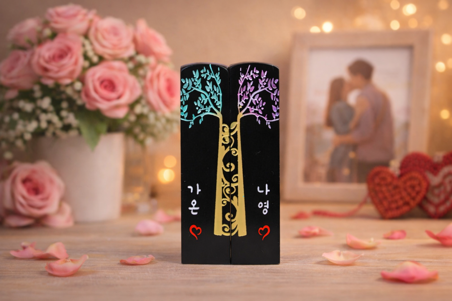 커플도장 세트 연리지2 부부 인감도장 혼인신고 결혼기념일 선물 - 상품 이미지