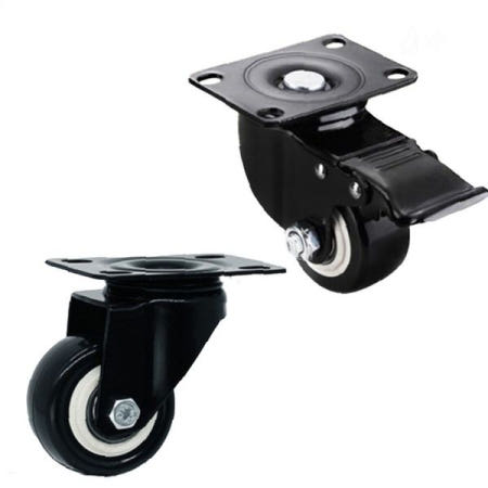 플레이트형 우레탄 캐스터 1p 회전 브레이크 가구 의자 캐리어 카트 이동 바퀴