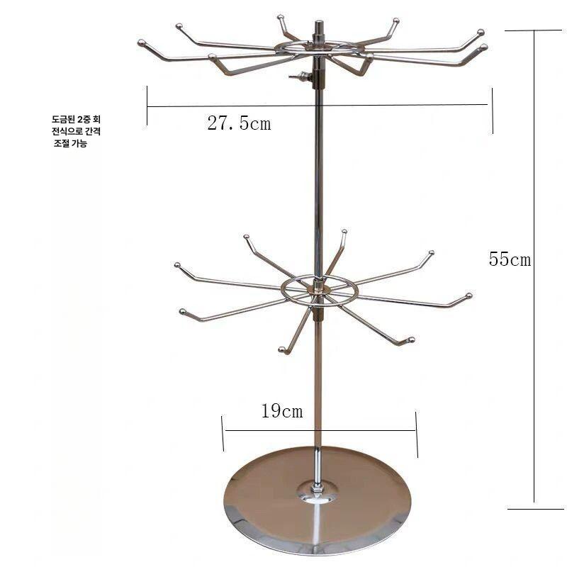 키링거치대 매장 액세서리 X자형 34cm 진열대 34cm X자형 받침대 블랙 회전 - 상세 이미지 3