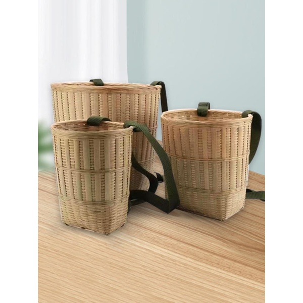 최강 수확 나물 채취용 가방 배낭 농산물 야외 약초 둥근통 소형 20 x 20cm 120cm 이하 둥근 사각 크로스바구니 소형 - 상품 이미지