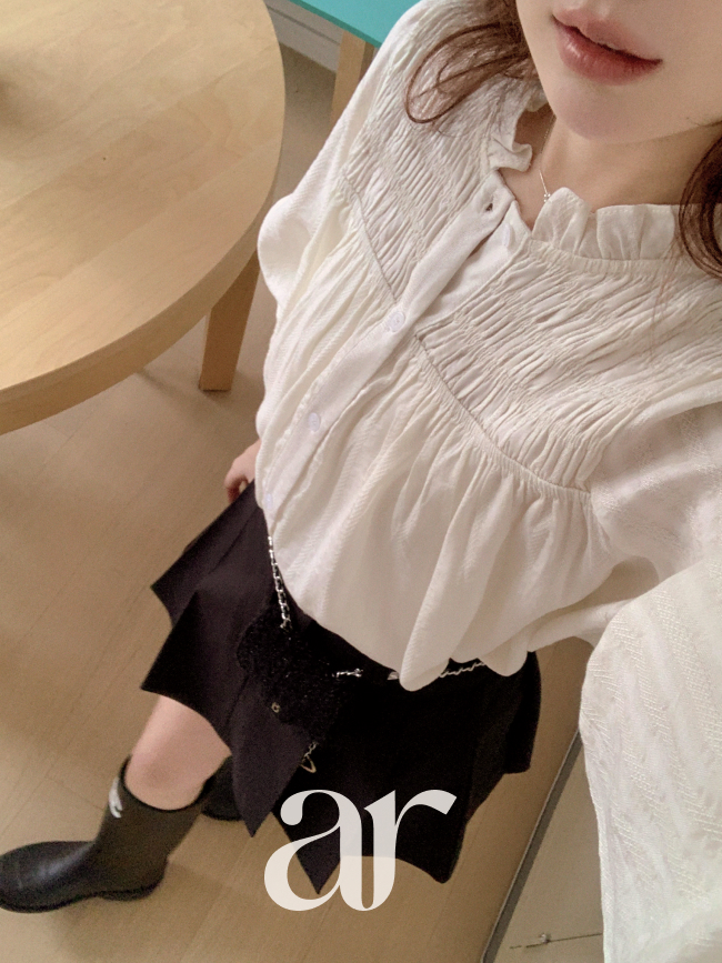 프릴 스모크 긴팔 블라우스 bs8629 이미지 4