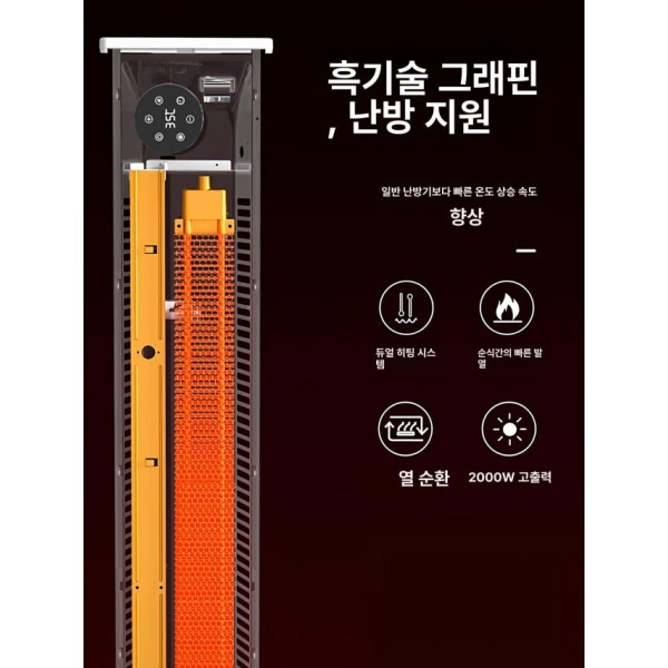 프리미엄 온도조절 리모컨포함 전기 인버터 90cm 기계식 2000W 업그레이드 모델 70cm 기계식 1300W - 상세 이미지 3