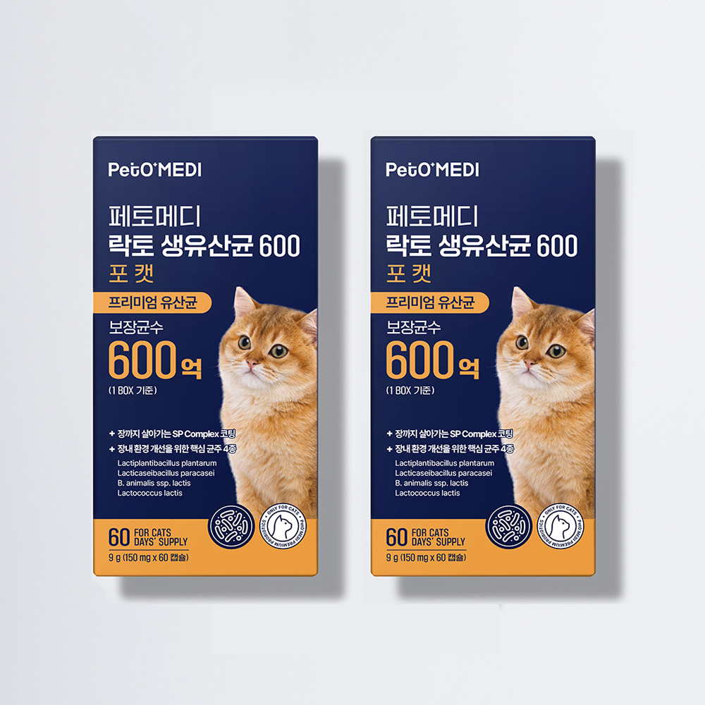 페토메디 고양이 락토 생유산균 600 포캣 60캡슐, 2개 상품 이미지