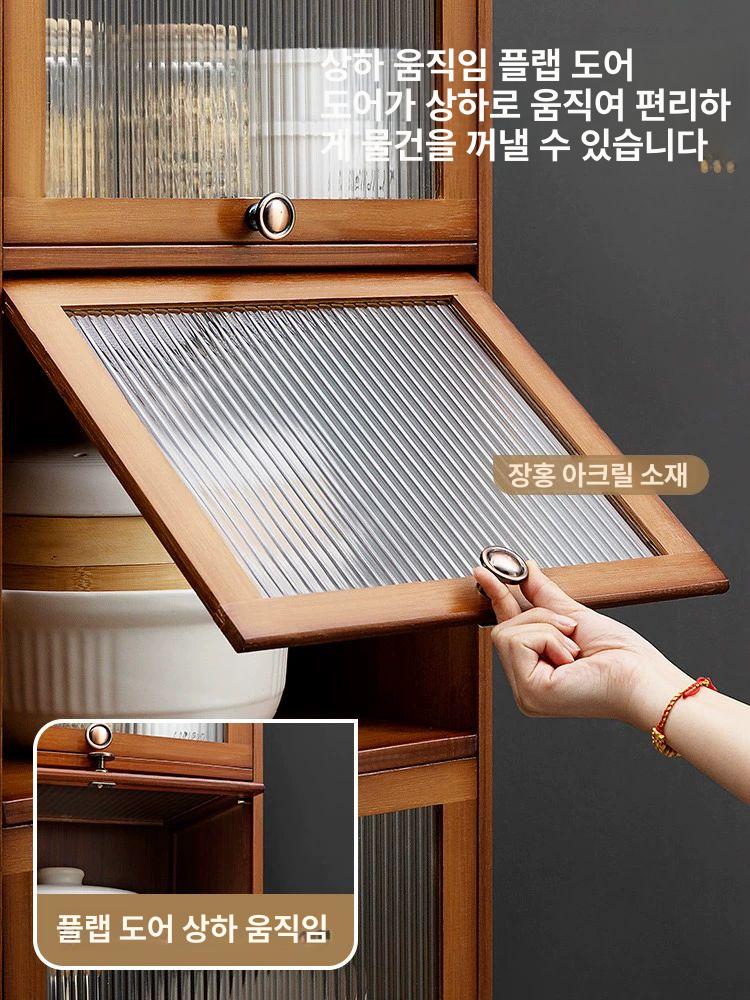 원목 주방 그릇장 진열장 장식장 부엌 찬장 창홍 투명 플립 도어 5칸 30길이 - 상세 이미지 4