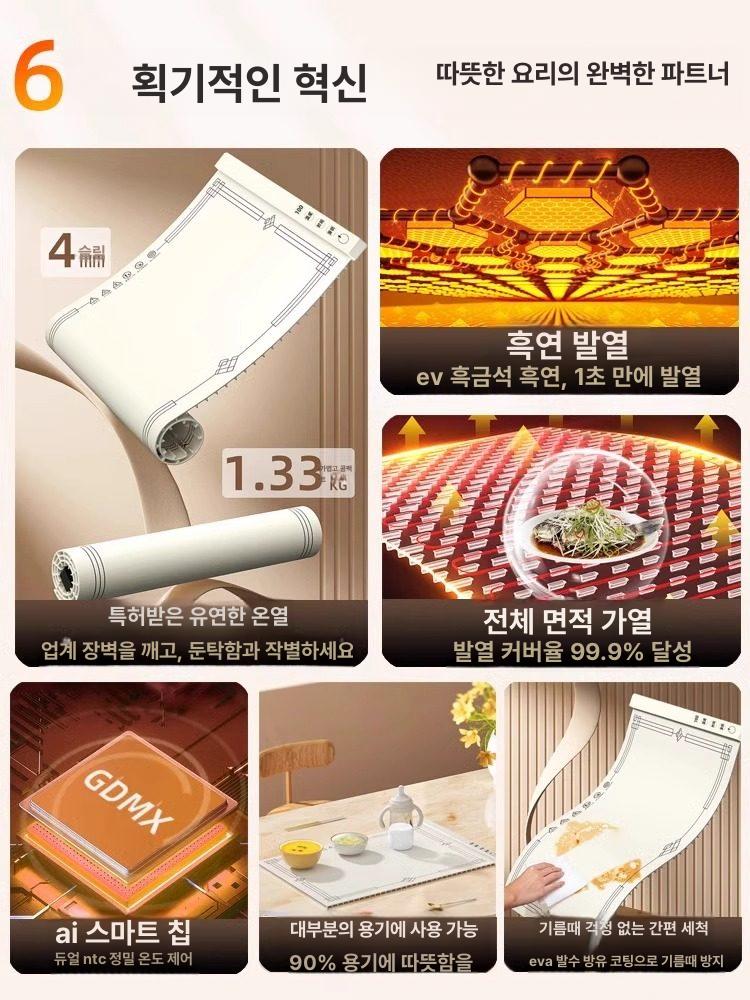 식탁 온열 매트 테이블매트 접이식 식당 패드 보온판 워머 온도조절 푸드워머 음식 - 상세 이미지 4