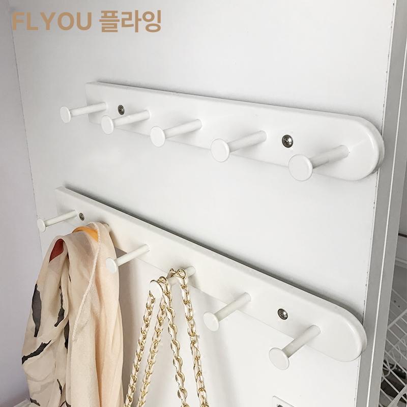 인출식옷걸이 슬라이딩 레일행거 공간활용 445mm 화이트 6개 후크 - 상세 이미지 4