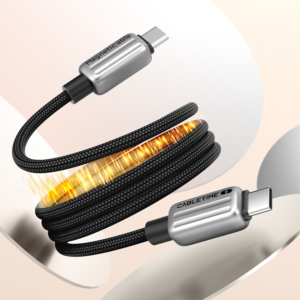 케이블타임 마그네틱 240W PD3.1 C to C타입 고속충전케이블 블랙, 1개, 1m - 상세 이미지 2