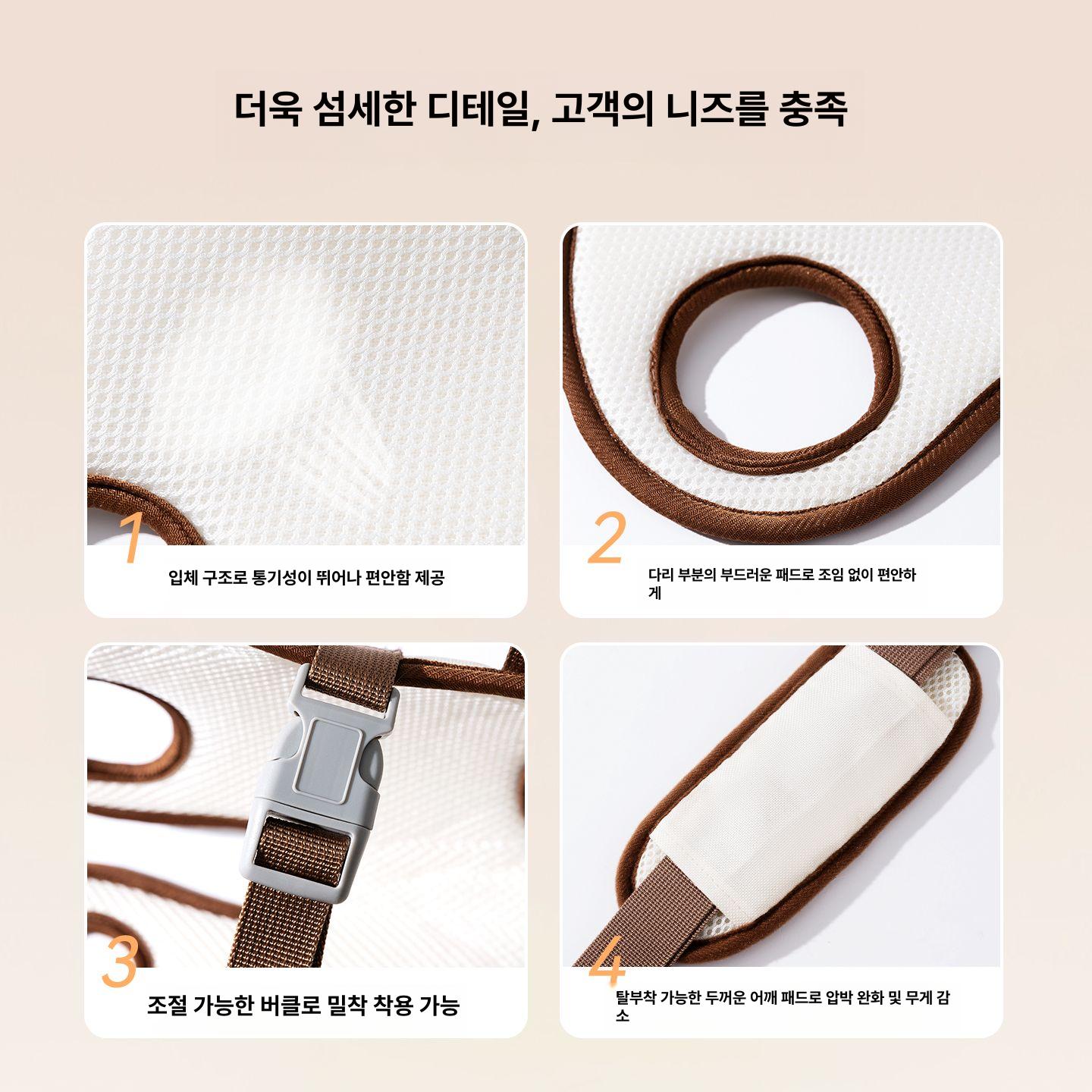 펫 이동가방 산책 S 여행 휴대용 백팩 크로스 강아지 로미브라운 숄더 크로스바디 S(추천체중 2-4kg) - 상세 이미지 4