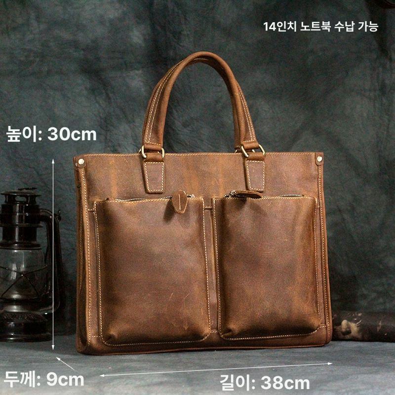 노트북가방 남성 빈티지 서류가방 브리프케이스 가죽 가죽가방 남자가방 - 상세 이미지 2