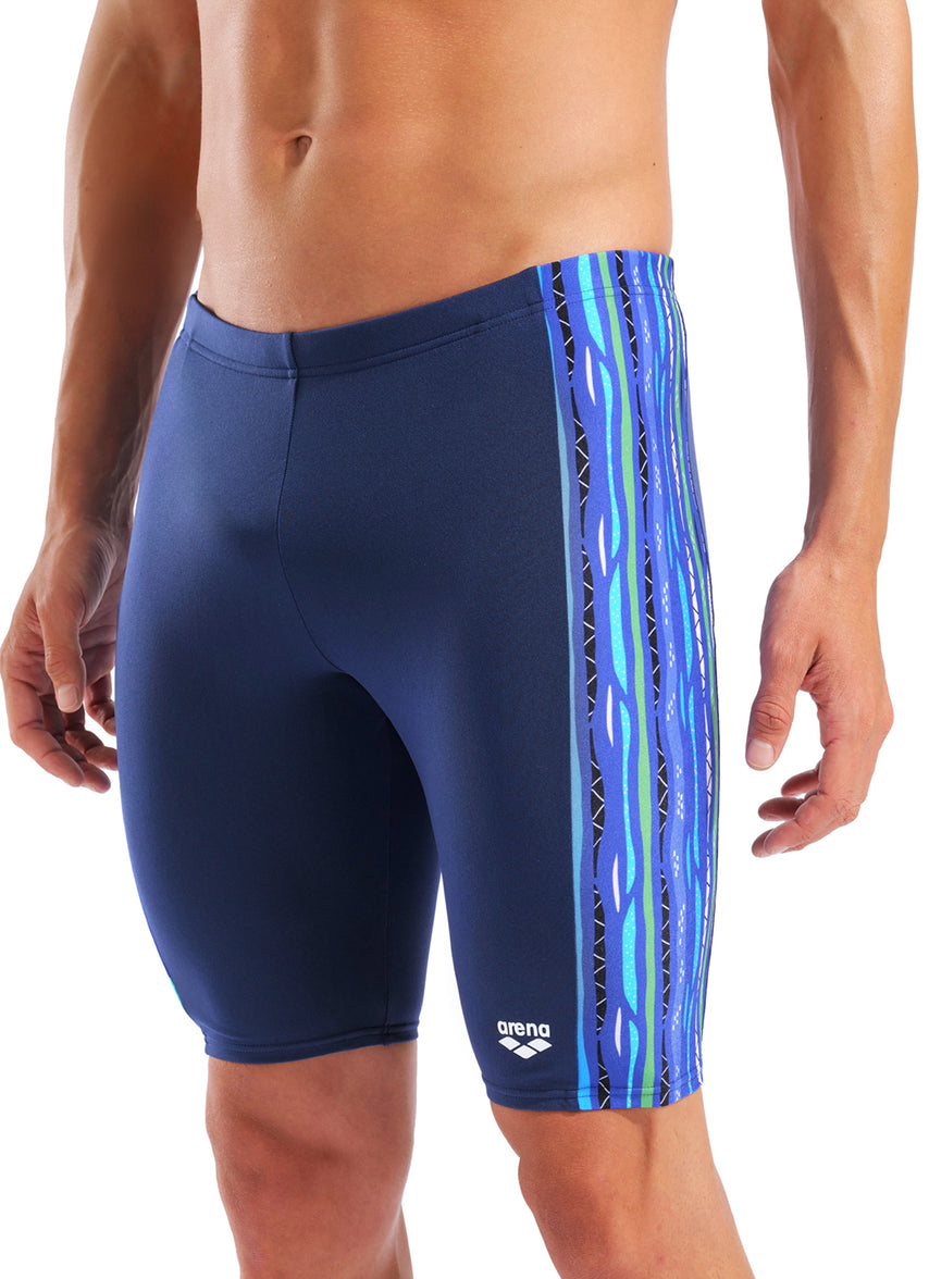 아레나 남성 스트라이프 재머 5부 수영복 Navy/Blue Multi, 28 - 상세 이미지 4