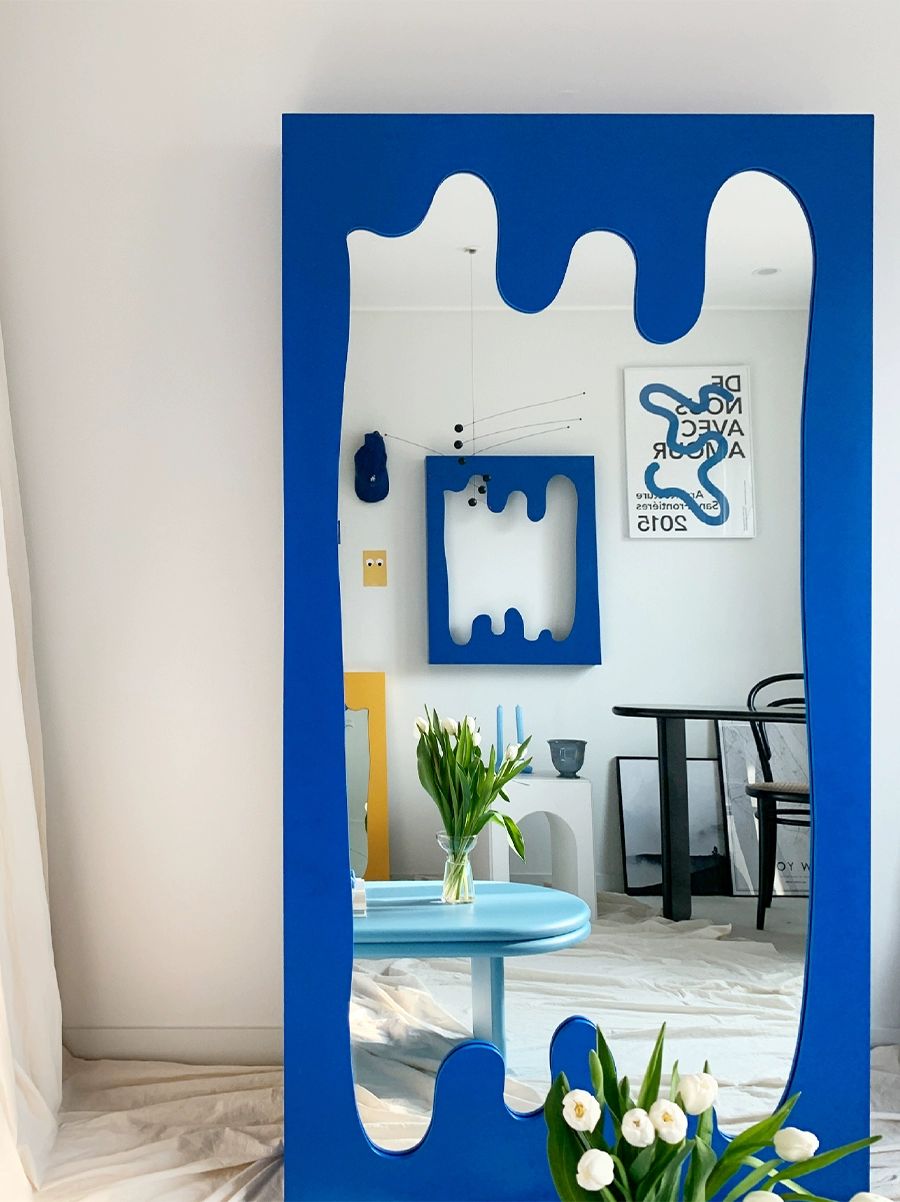 물결 전신거울 웨이브 Wave 파도 Mirror 블루 스몰 블루 68 x 4x84cm 기타 아니요 - 상세 이미지 2