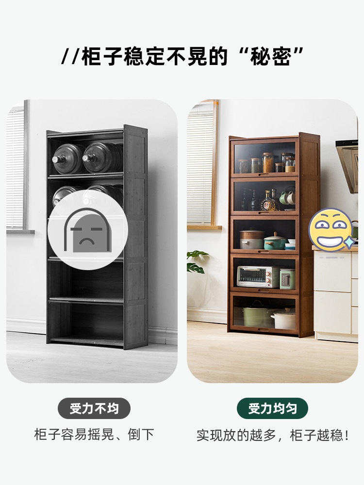 전시장 진열장 수납장 선반 주방 그릇장 양주장 술장 진열 가구 거실 인테리어 3단 갈색 찬장 - 상세 이미지 5