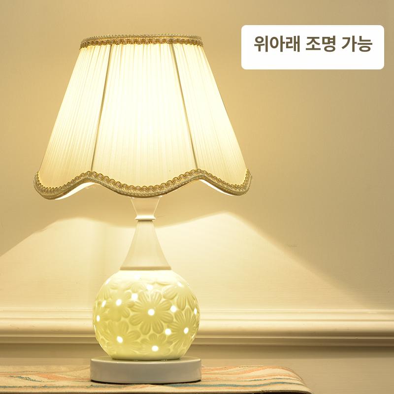 레이스갓등 공주 램프 LED 엔틱 무드등 조명 침대 베이지화이트 버튼 스위치 - 상세 이미지 2
