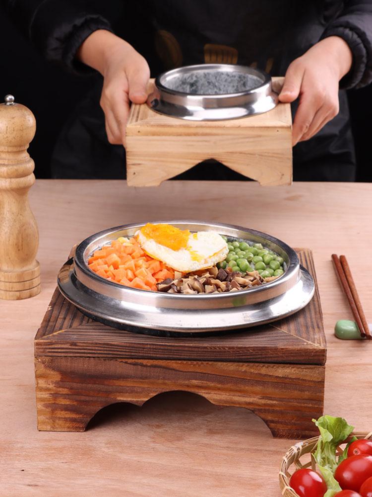 스텐 바로밥 업소용 소형 솥밥 뚝배기 스타일 스테인리스 12 x 7.2cm 나무 받침 포함 - 상세 이미지 2